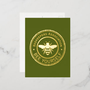 Invitación Postal Con Relieve Metalizado Sello - TU TEXTO - ABEJA 1 - Diversión de fanático