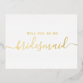 Invitación Postal Con Relieve Metalizado ¿Serás mi dama de honor? | Propuesta elegante dora