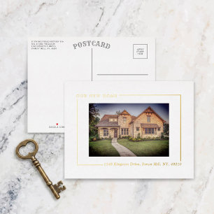 Invitación Postal Con Relieve Metalizado Simplemente Chic Foto Nueva Mudanza de Casa Real