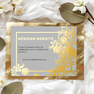 Invitación Postal Con Relieve Metalizado Sitio web del Boda Golden Splendor