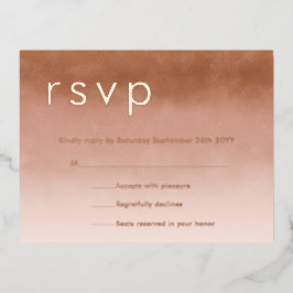 Invitación Postal Con Relieve Metalizado Terracotta Ombre Minimalista Boho RSVP Rosa Gold