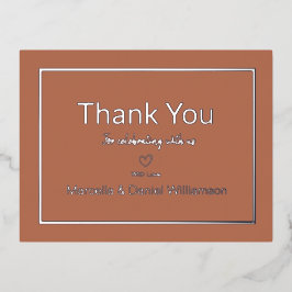 Invitación Postal Con Relieve Metalizado Terracotta Simple Boda Gracias