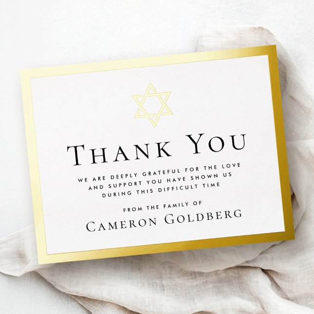 Invitación Postal Con Relieve Metalizado Verdadera frontera de Relieve metalizado jewish co (Real foil border jewish sympathy thank you card)
