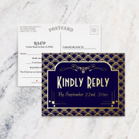 Vintage 1920's Art Deco Gatsby Wedding RSVP Real