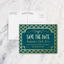 Invitación Postal Con Relieve Metalizado Vintage Art Deco Gatsby de los años 20 salva la fe