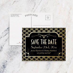 Invitación Postal Con Relieve Metalizado Vintage Art Deco Gatsby de los años 20 salva la fe
