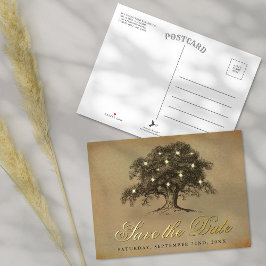 Invitación Postal Con Relieve Metalizado Vintage Boda De Árbol De Robo Antiguo Guardar La F