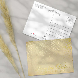 Invitación Postal Con Relieve Metalizado Vintage Glam Confetti Wedding Save The Date Real