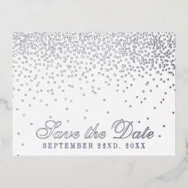 Invitación Postal Con Relieve Metalizado Vintage Glam Confetti Wedding Save The Date Real
