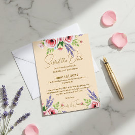 Invitación Postal Con Relieve Metalizado Wedding announcement, Floral invitation