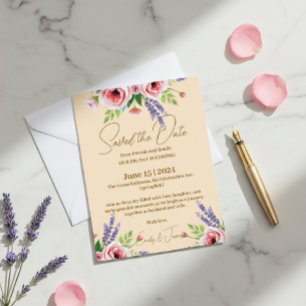 Invitación Postal Con Relieve Metalizado Wedding announcement, Floral invitation