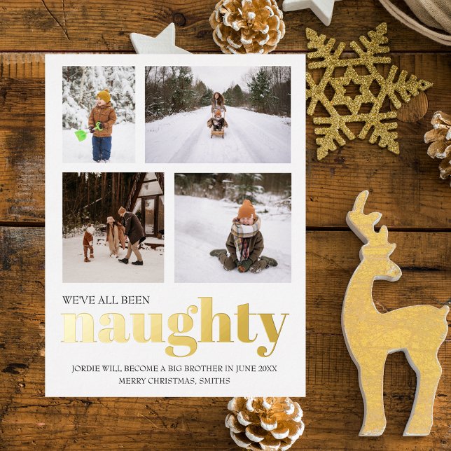 Invitación Postal Con Relieve Metalizado Weve been naughty Pregnancy Announcement Christmas (Subido por el creador)