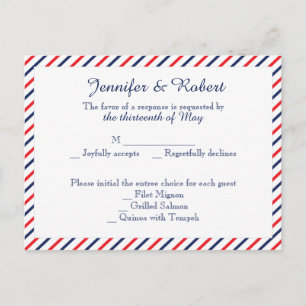 Invitación Postal de Americana Hearts Wedding RSVP