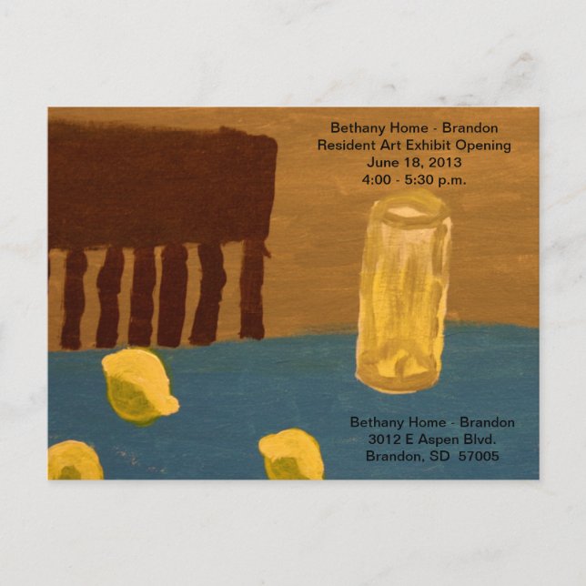 Invitación Postal de apertura de exposición de arte (Anverso)