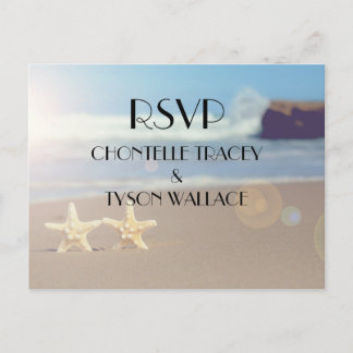 Invitación postal de boda de playa rsvp