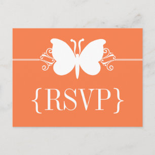 Invitación Postal de Coral Butterfly Swirls RSVP