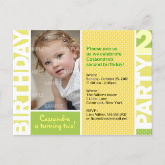 Invitación Postal de cumpleaños 2º punto de púlcera de cítric
