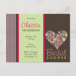 Invitación Postal de ducha de novia con flores de primavera