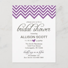Invitación Postal de ducha de novia Purple Chevron
