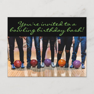 Invitación postal de Fiesta de bolos de Cumpleaños
