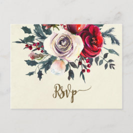 Invitación postal de flor de invierno boda rsvp
