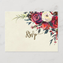 Invitación postal de flor de invierno boda rsvp
