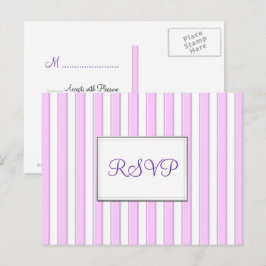 Invitación Postal de franjas rosadas de Personalizado RSVP
