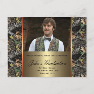 Invitación Postal de graduación de fotos de camo