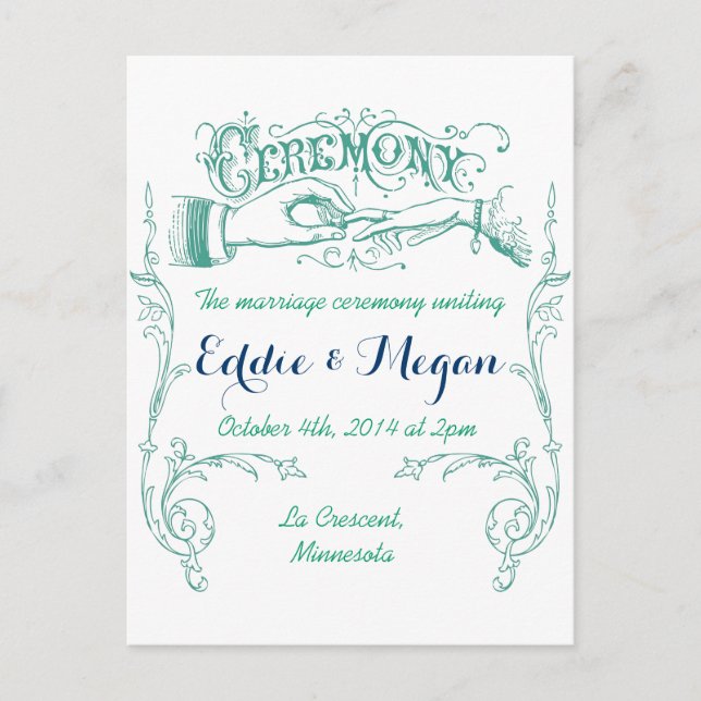 Invitación Postal de la ceremonia de bodas antiguas (Anverso)