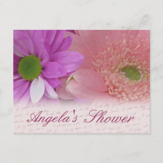 Invitación postal de la flor de la ducha de novia personaliza
