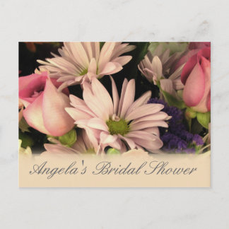 Invitación postal de la flor de la ducha de novia personaliza