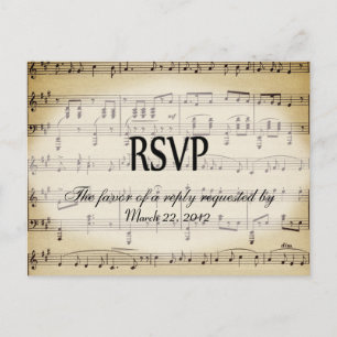 Invitación Postal de opciones de cena RSVP de la música de la