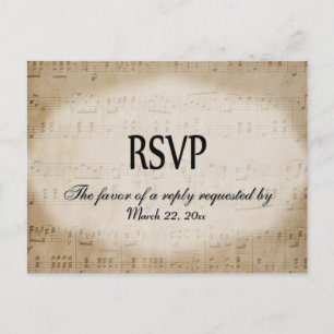 Invitación Postal de opciones de cena RSVP de la música de la
