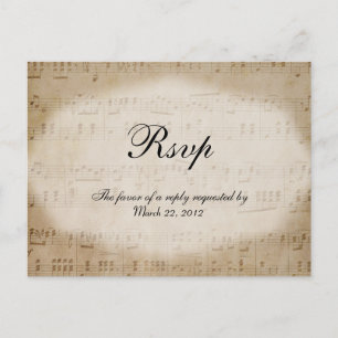 Invitación Postal de opciones de cena RSVP de la música de la