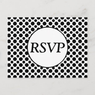 Invitación Postal de punto de polka negro Personalizado RSVP