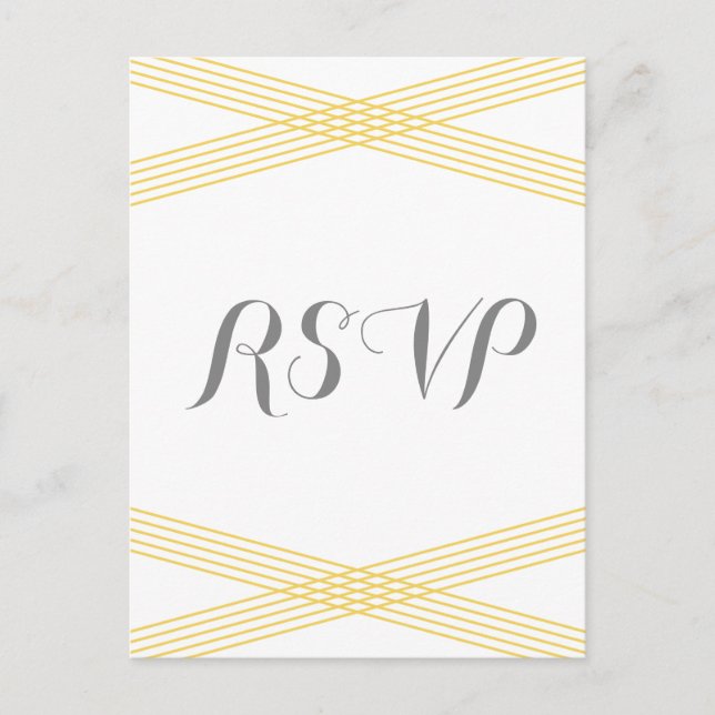 Invitación Postal de respuesta al deco moderno amarillo (Anverso)