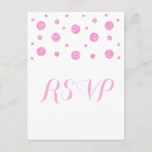 Invitación Postal de respuesta de confetti Purpurina rosa