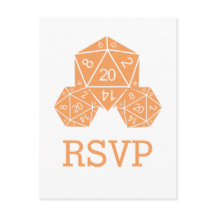 Postal de respuesta de dados D20 del naranja