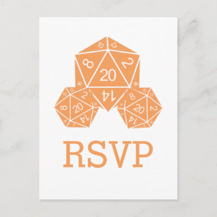Invitación Postal de respuesta de dados D20 del naranja