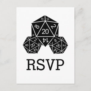 Invitación Postal de respuesta de dados Ebony D20