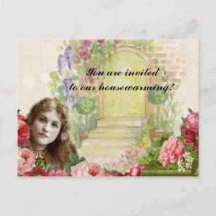 Invitación Postal de Rosas románticos victorianos