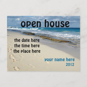 Invitación postal de Sandy Beach Open House