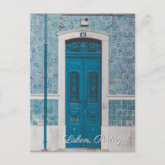 Invitación postal de viaje de la puerta azul de Lisboa (Anverso)