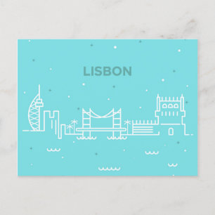 Invitación postal de viaje por vía aérea de Lisboa Portugal