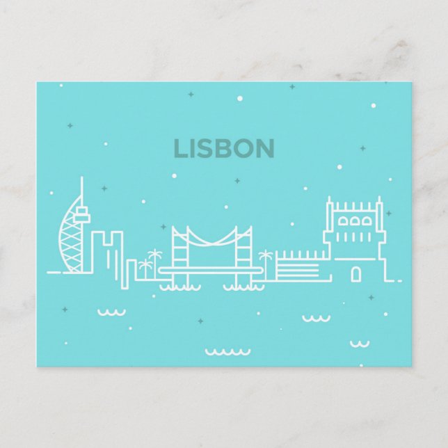 Invitación postal de viaje por vía aérea de Lisboa Portugal (Anverso)