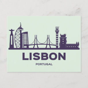 Invitación postal de viaje por vía aérea de Lisboa Portugal