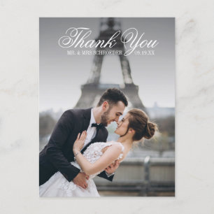 Invitación Postal fotográfica de Boda de toile y caligrafía
