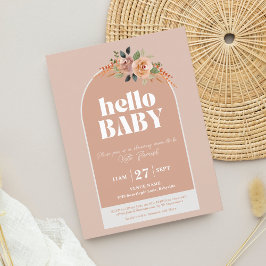 Invitación postal, Hola Bebé, Baby Shower moderno