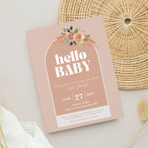 Invitación postal, Hola Bebé, Baby Shower moderno