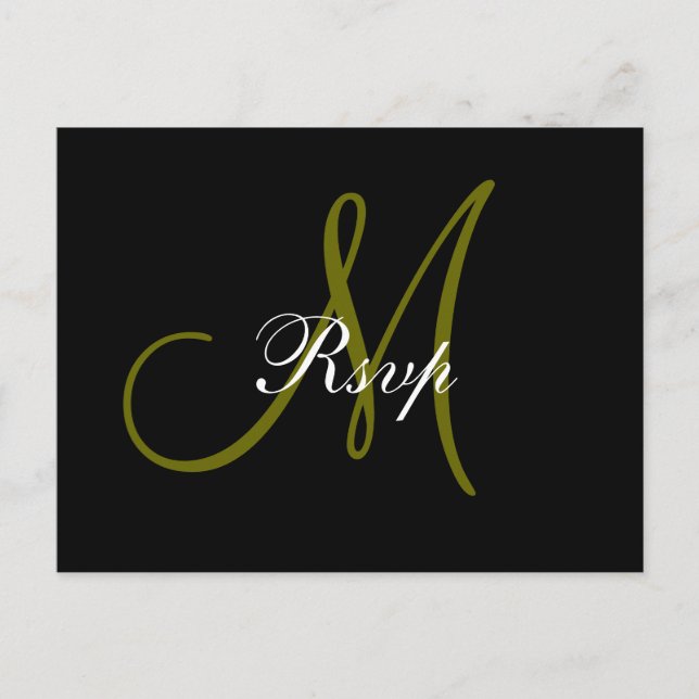 Invitación Postal Monograma RSVP de boda (Anverso)